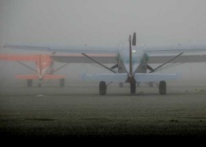 Fog to the ground can ground planes and helicopters.